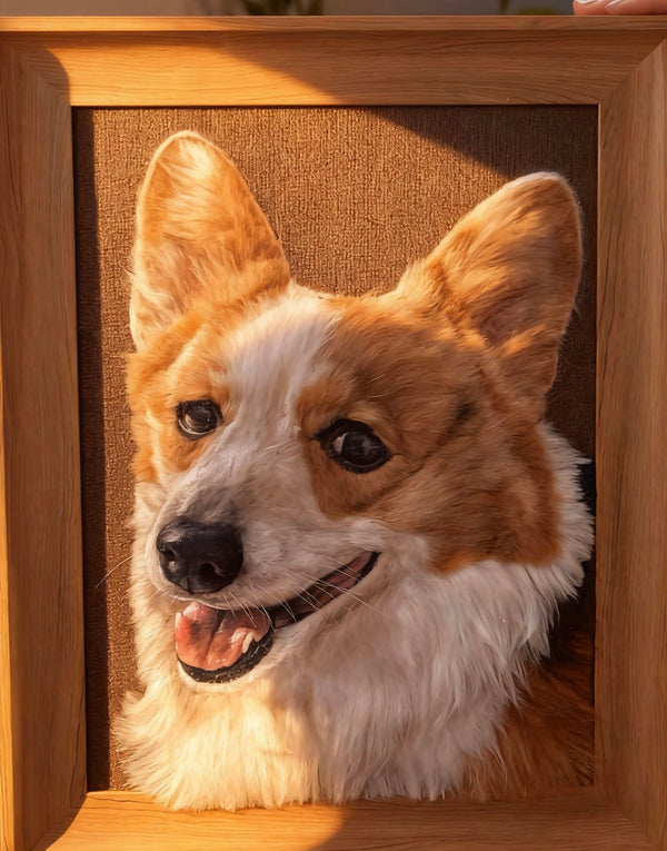 Petlovein Custom Embroidered Framed Pet Portrait – Personalized Pet Art by Petlovein