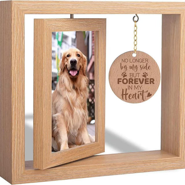 Petlovein Solid wood photo frame can rotate 360 degrees