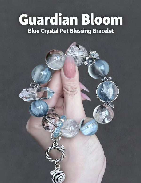 Petlovein "Guardian Bloom" Blue Quartz Pet Blessing Bracelet